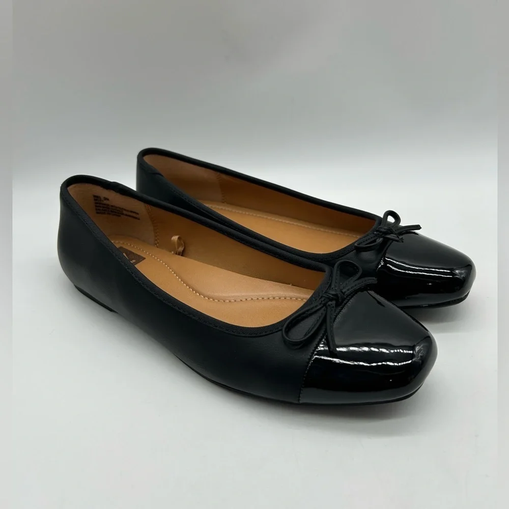 DV by Dolce Vita Moxy Black Vegan Ballet Flats Bow Detail | Women’s Size 8 NWB